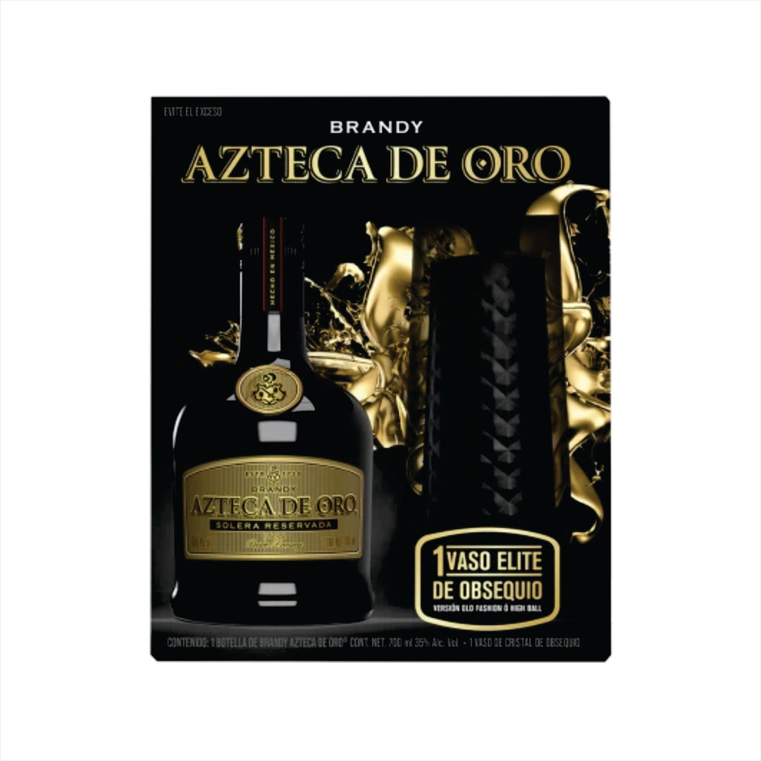 BRANDY AZTECA DE ORO 700 ML C/VASO